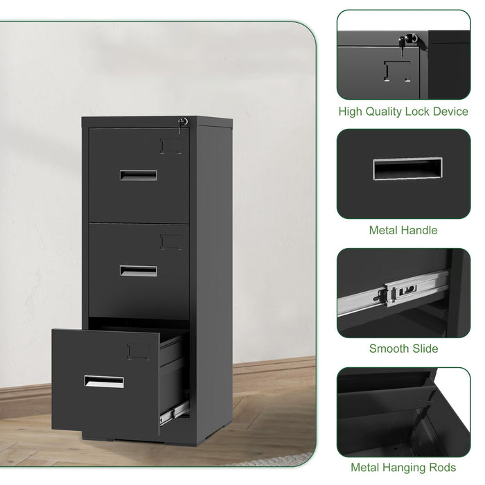 Modern Drawer Metal Vertical File Cabinet With Lock And Card Slot For Office