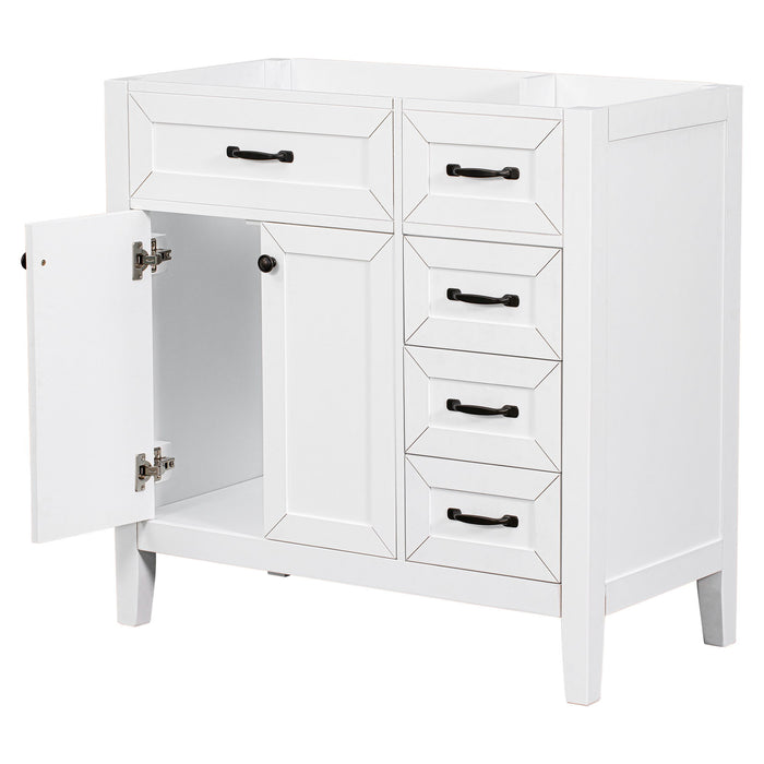 Modern Bathroom Vanity Base Only, 2 Doors And 3 Drawers