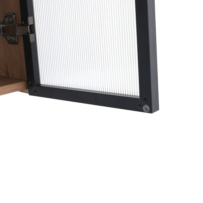 10" Bathroom Wall Mirror Cabinet With Door, Adjustable Shelf - Imitative Oak