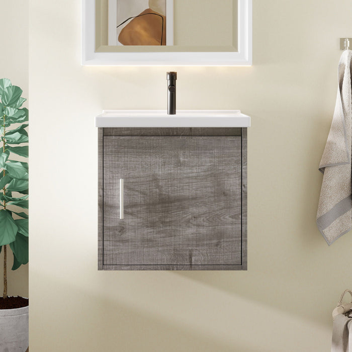 Floating Bathroom Vanity Combo, Wall Mounted Cabinet With Sink & Soft Close Doors For Small Bathrooms