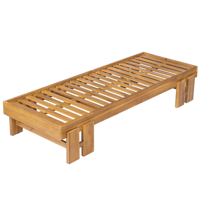 Daybed With Cushion & Pillow, Low Profile Design For Indoor / Outdoor Use - Cream / Teak