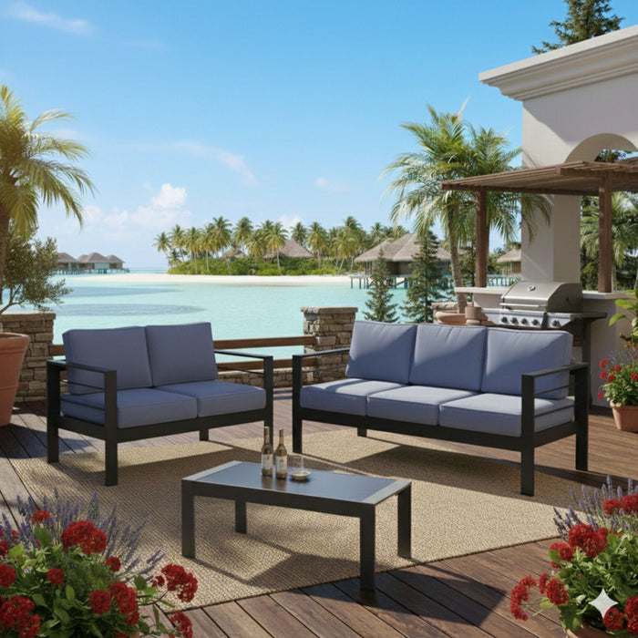 Outdoor Patio Set, All-Weather, Thick Cushions
