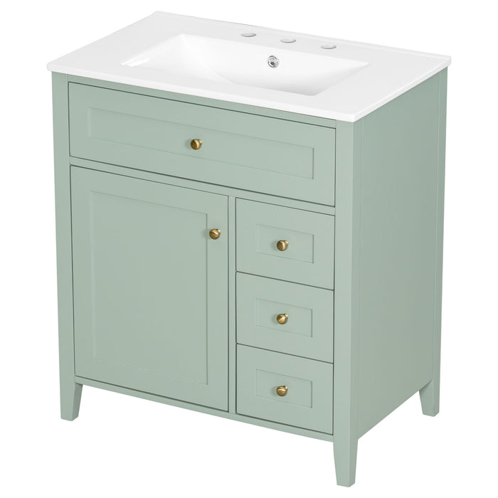 Bathroom Vanity With Sink, 3 Drawers And Adjustable Shelf