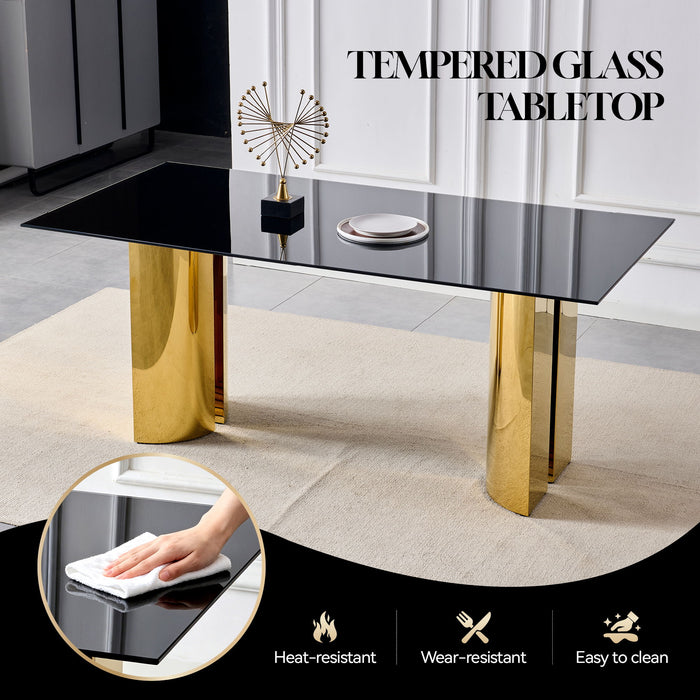 Rectangular Dining Table - Gold / Black