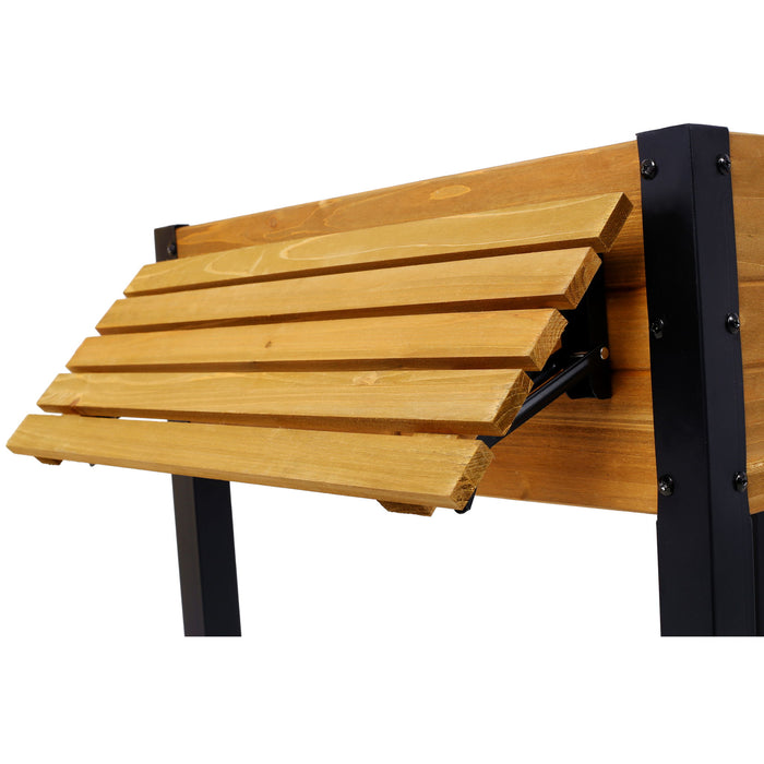 Raised Garden Bed With Metal Legs And Folding Storage Shelf