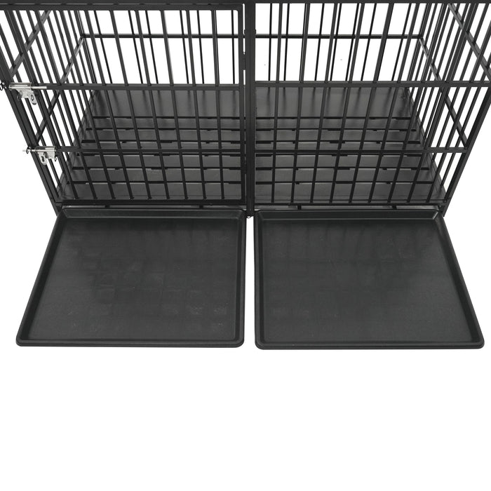 Extra Large Heavy Duty Dog Crate With Removable Pans For Dogs - Black