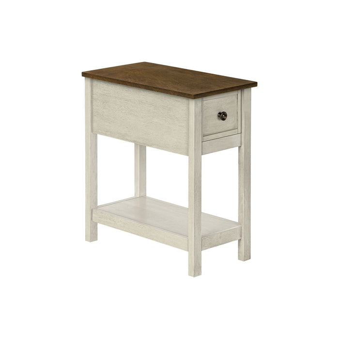 Accent End Table, 2 Tier, Narrow, Lamp, Storage Drawer, Charming Design