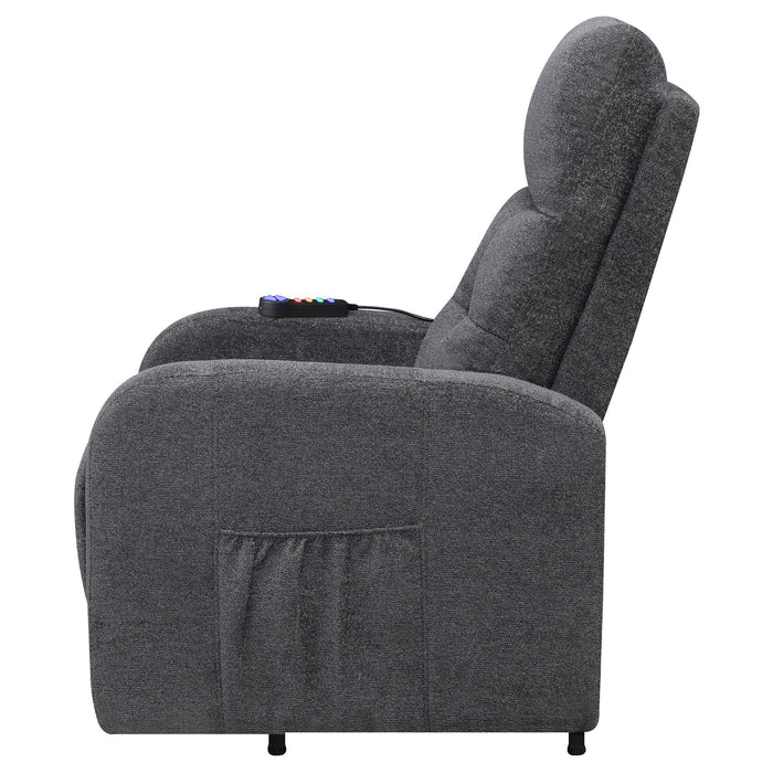 Lyle - Upholstered Power Massage Chair With Heat And Remote Control - Charcoal