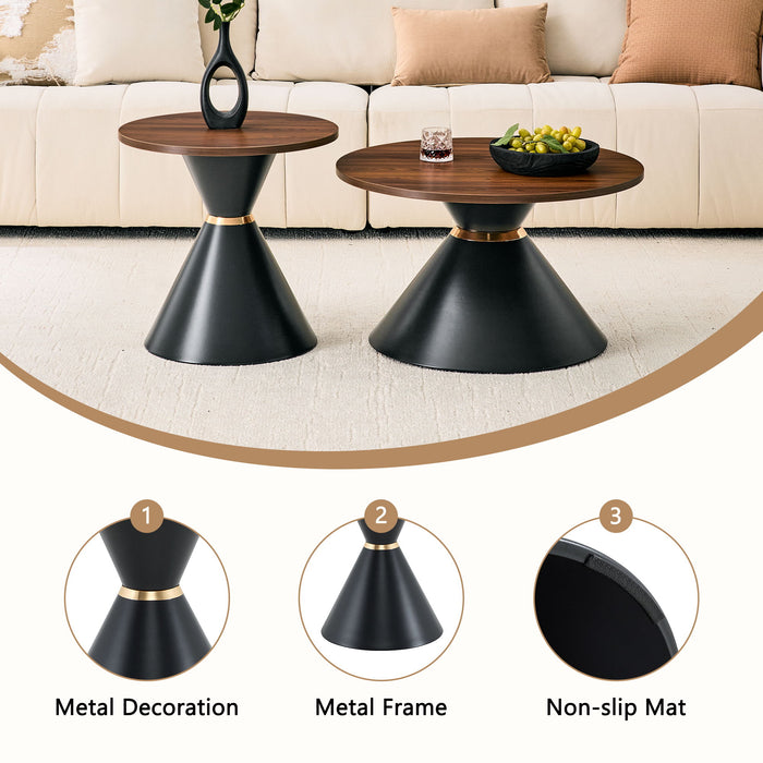 2 Piece Round Coffee Table Set For Living Room