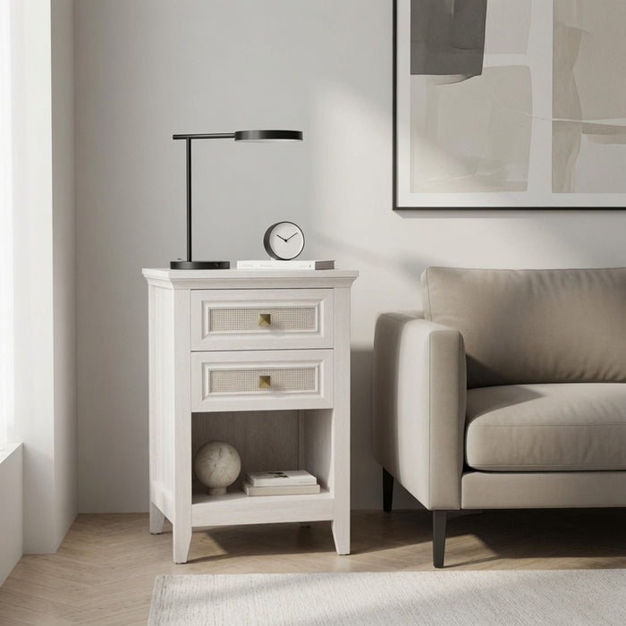 Nightstands With 2 Drawers, Bedside Tables For Small Spaces (Set of 2) - White