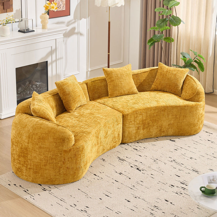 Curved Compressed Sofa, Nordic-Style Design For Living Room