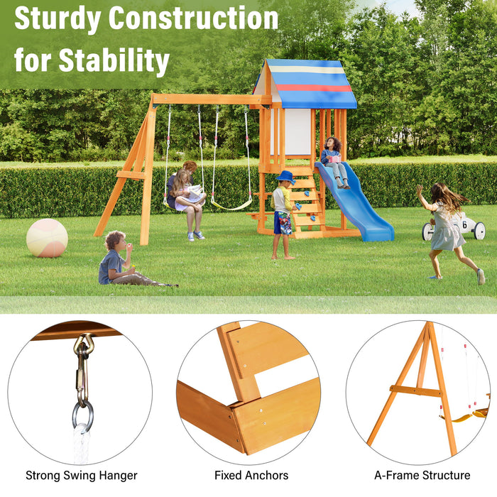 Children's Playset 3 In 1 With Slide, Swings, And Climber