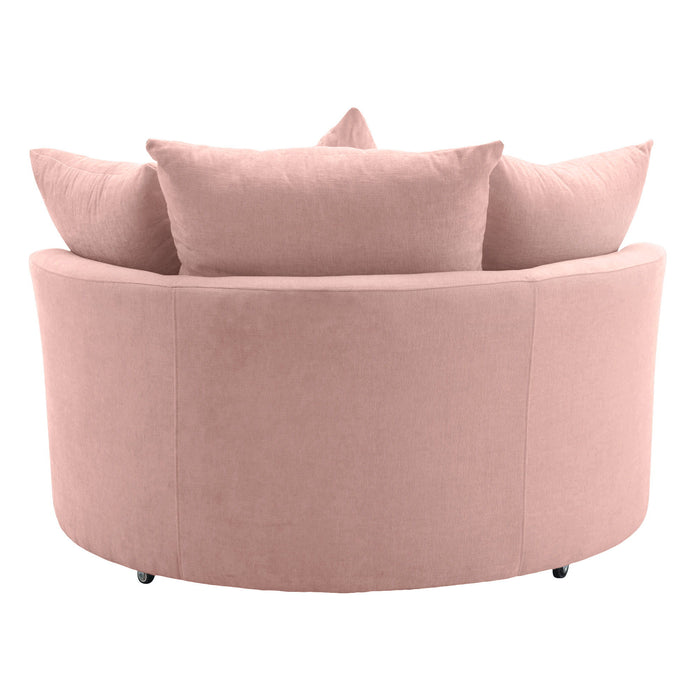 360° Swivel Accent Barrel Chair With Storage Ottoman & 4 Pillows, Modern Leisure Chair Round Accent For Living Room