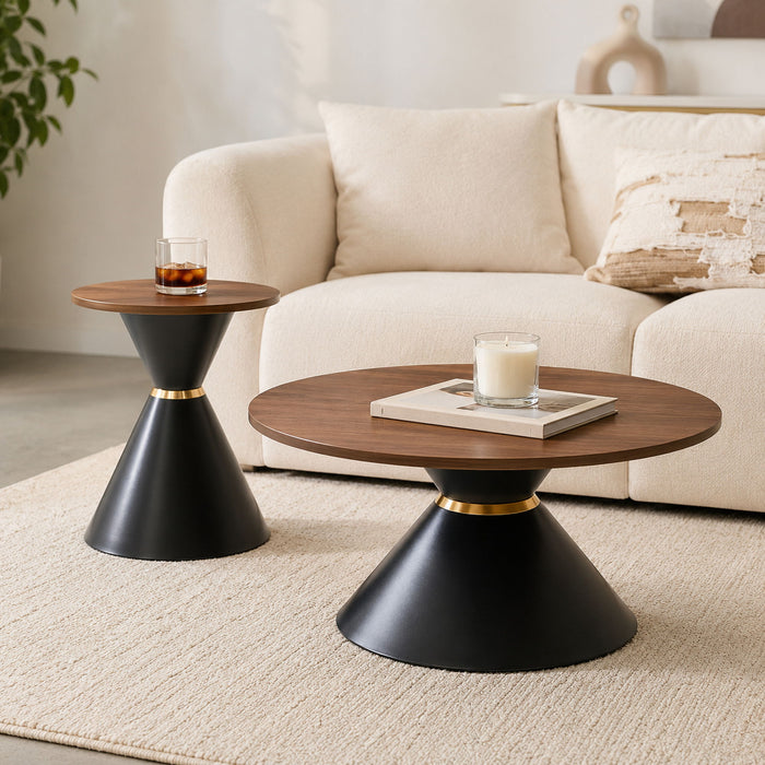 2 Piece Round Coffee Table Set For Living Room