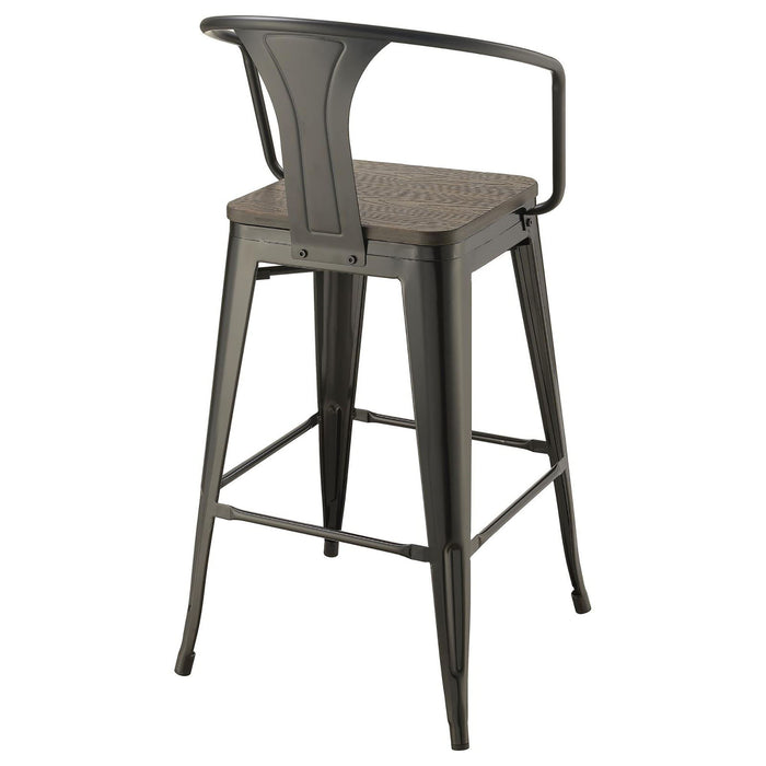 Elm Bar Height Stool (Set of 2) - Brown / Black