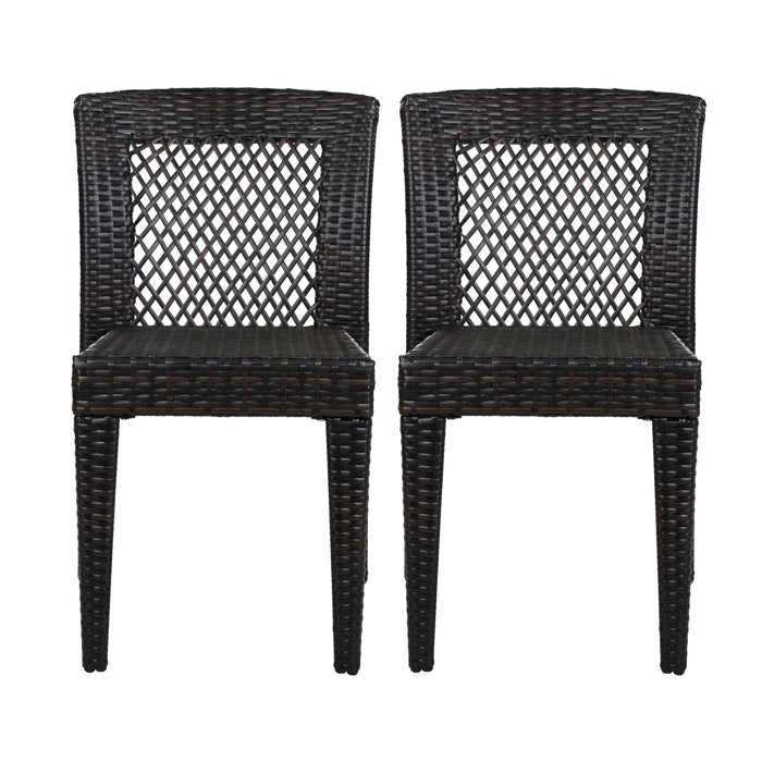 7 Piece Outdoor Dining Set With Table And 6 Chairs - Brown Multi