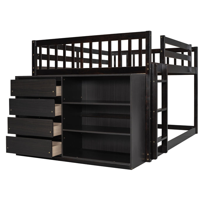 Bunk Bed With 4 Drawers And 3 Shelves