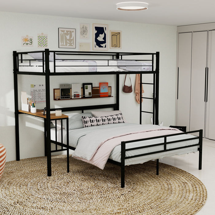 Bunk Bed With Built In Desk & Guardrail Frame