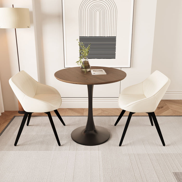 Round Dining Table Set With Tulip Design And 2 Chairs