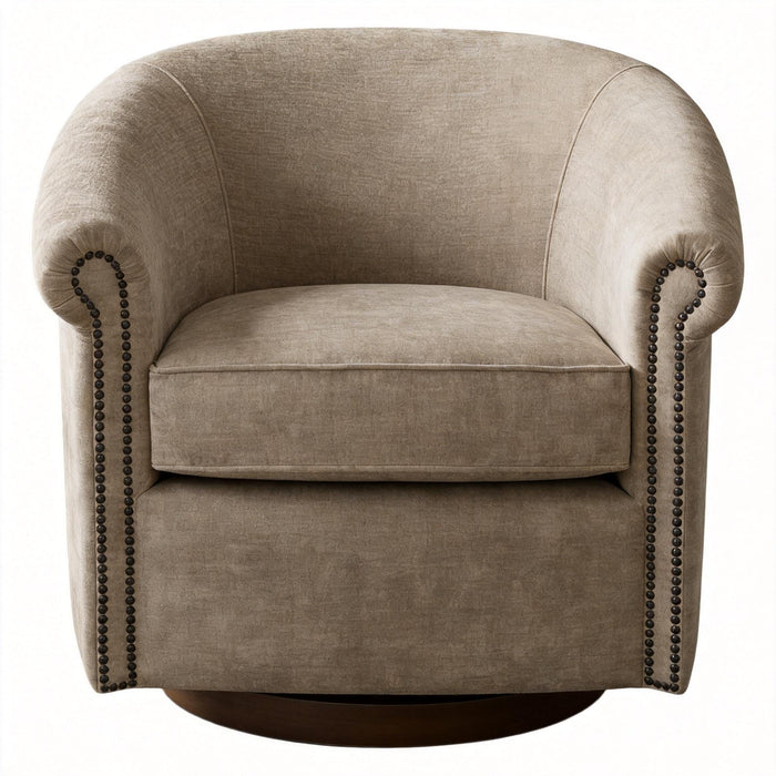 Barrel Swivel Accent Chair, 360 Degree Rotating For Living Room - Sand