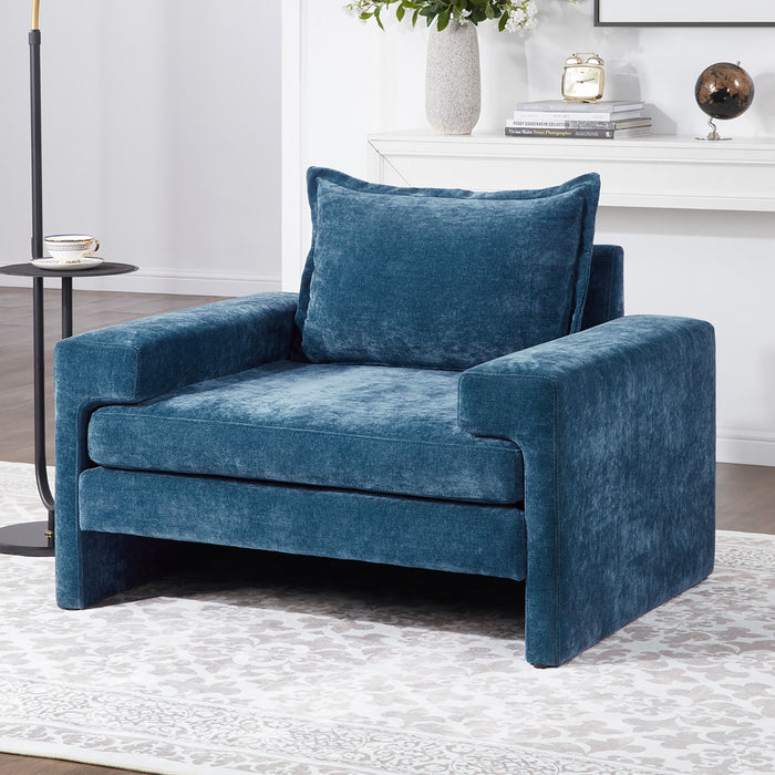 Upholstered Accent Chair With Wide Armrests And Ergonomic Back Support