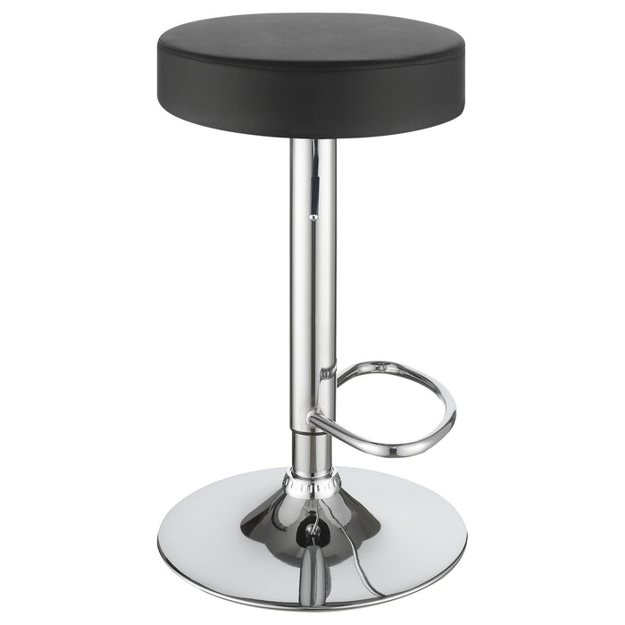 Adjustable Hydraulic Bar Stool With Base And Padded Seat - Black / Silver