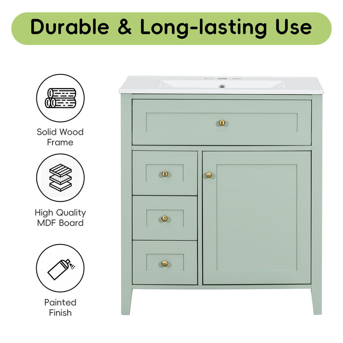Bathroom Vanity With Sink, 3 Drawers And Adjustable Shelf, Freestanding Storage Unit