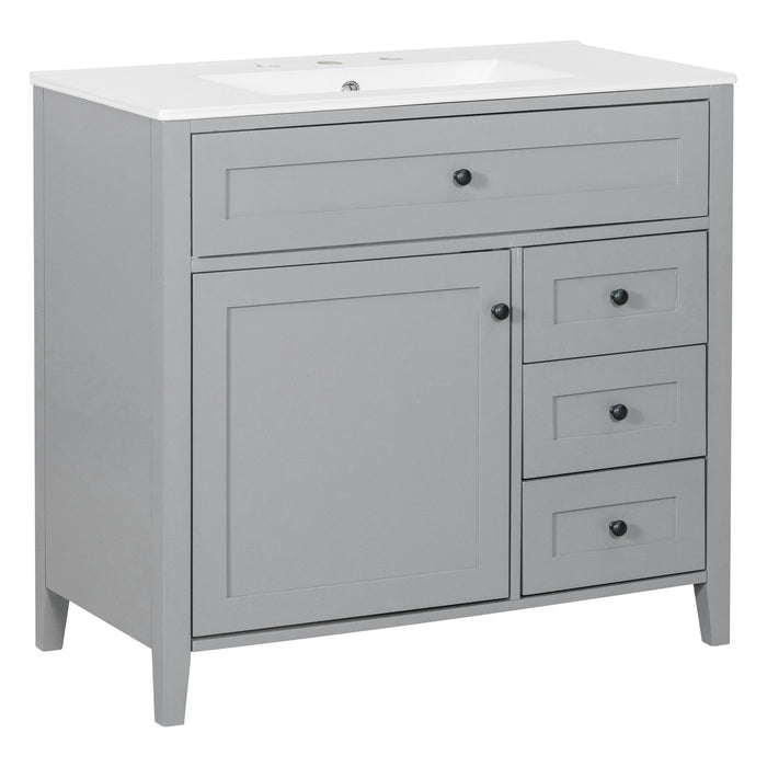 Bathroom Vanity With Sink, Cabinet With 3 Drawers And Adjustable Shelf