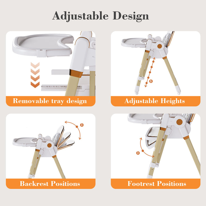 Convertible Baby High Chair To Rocker With 5 Point Harness