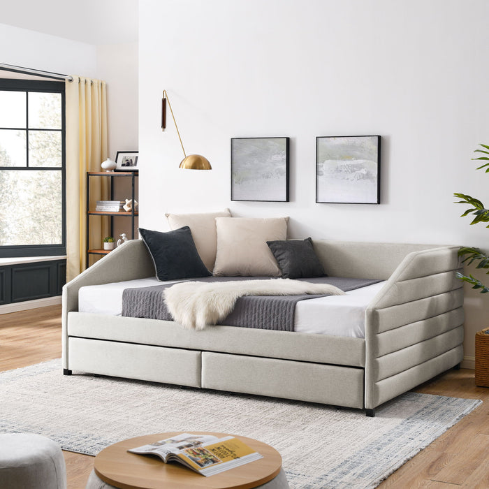 Elegant Daybed With Trundle Upholstered Tufted Sofa Bed