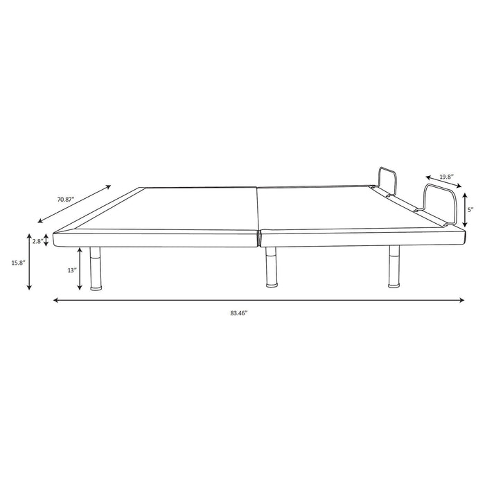 California King Adjustable Bed Base With Ergonomic Support And Wireless Remote Control - Black