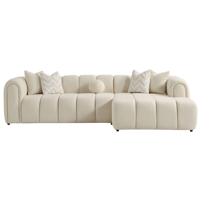 Beatrice - Modern Tufted Right Sectional Sofa - Ivory
