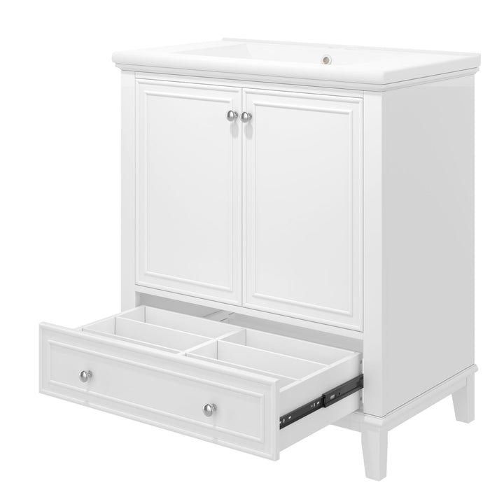30" Bathroom Vanity With Sink Combo Undermount Sink, Cabinet With Doors And Drawer - White