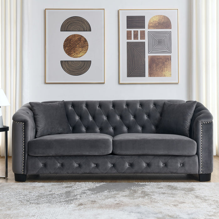 Modern Chesterfield Sofa With Tufted Backrest For Living Room