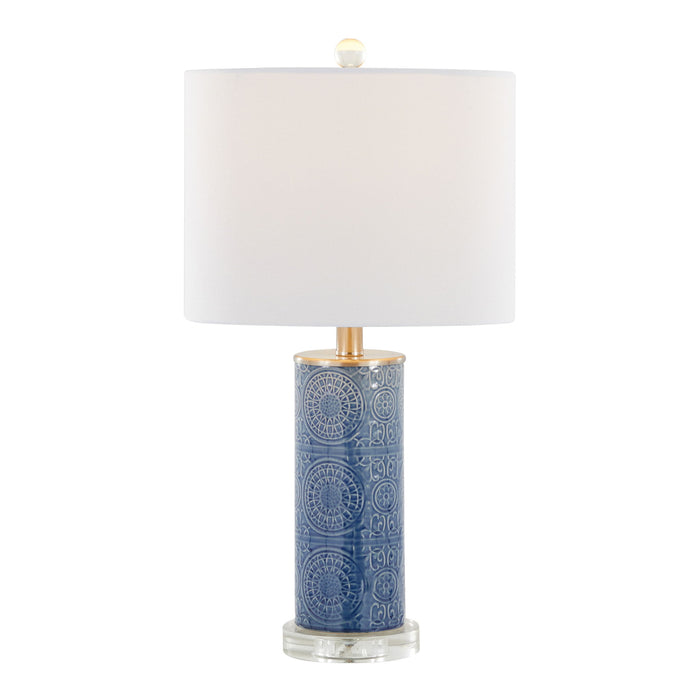 Spyro - Contemporary Table Lamp - Bijou Blue / White / Clear Crystal / Nickel