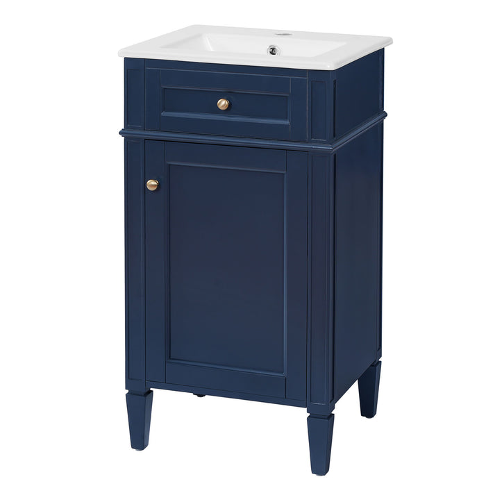 French Style Bathroom Vanity With Sink, Soft-Closing Door, Adjustable Shelf, Rectangular Design