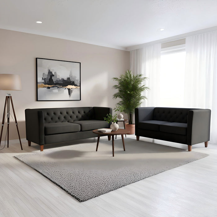 Button Tufted 3 Seater Sofa For Living Room