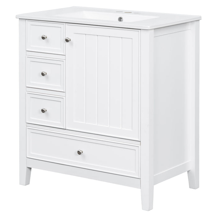 Modern Bathroom Vanity With Sink, 1 Cabinet & 3 Drawers