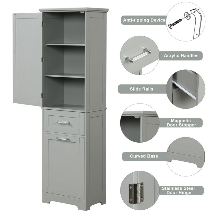Tall Freestanding Bathroom Storage Cabinet With Adjustable Shelf And 2 Drawers