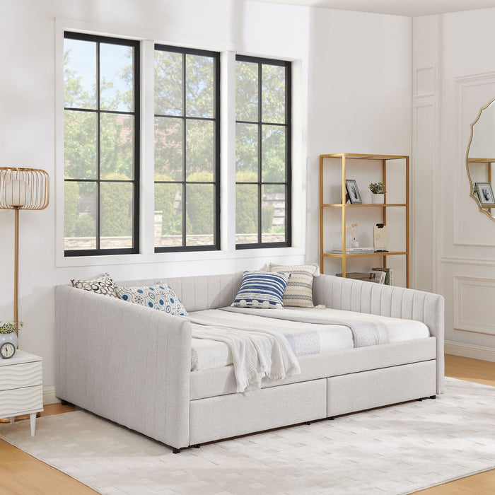 Upholstered Queen Daybed With 2 Drawers