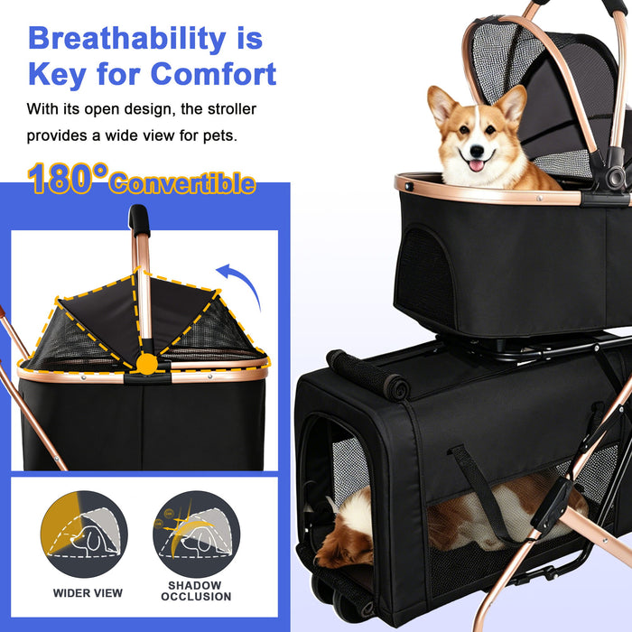Double Pet Stroller For Dogs And Cats