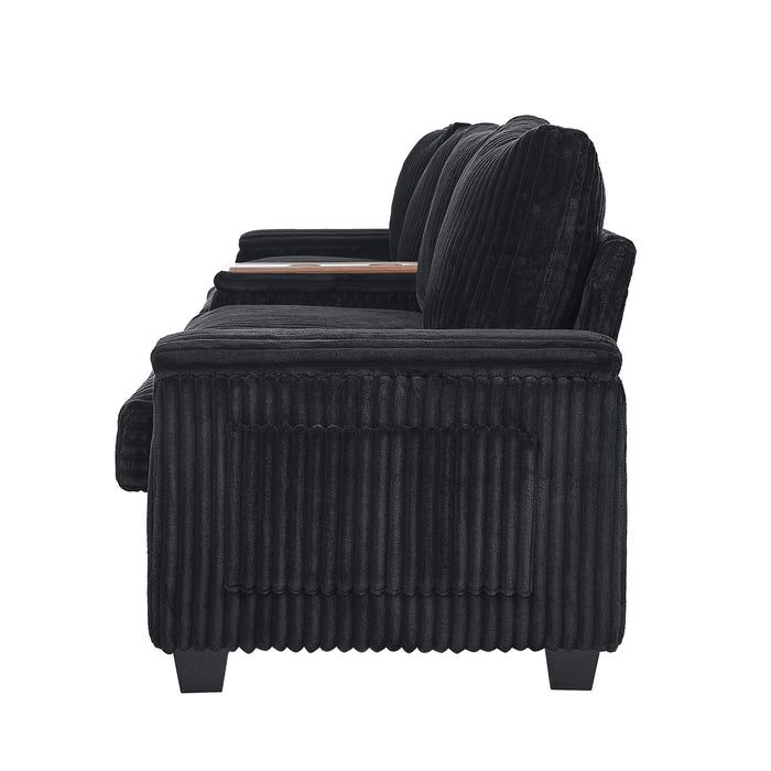 Modern 4 Seater Corduroy Sofa Couch With USB Ports And Hidden Storage