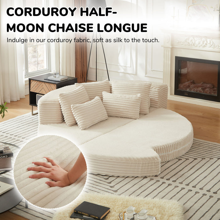 Semi Circular 2 In 1 Sofa Bed With Neck Pillow And Throw Pillows