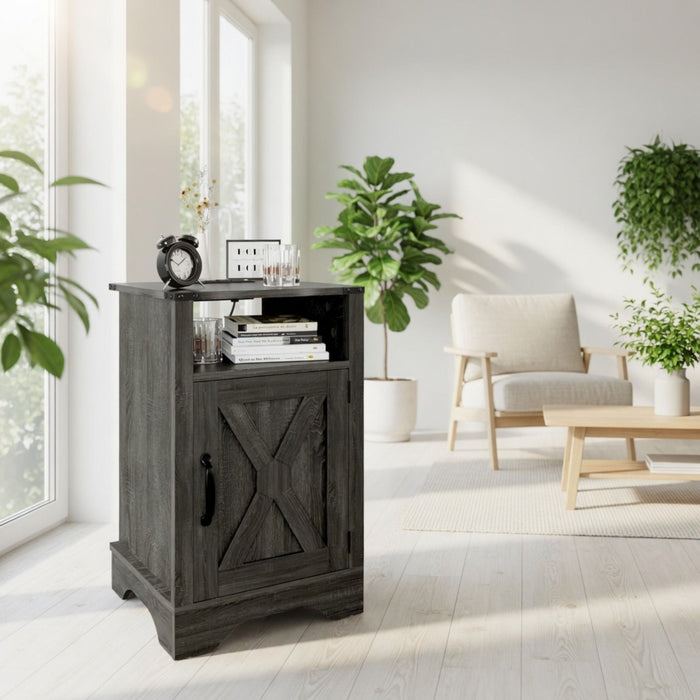Farmhouse Nightstand, Charging Station & Storage