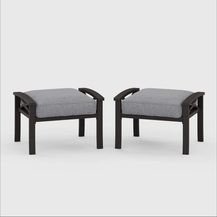 Modern All-Weather Ottomans With Cushions (Set of 2)