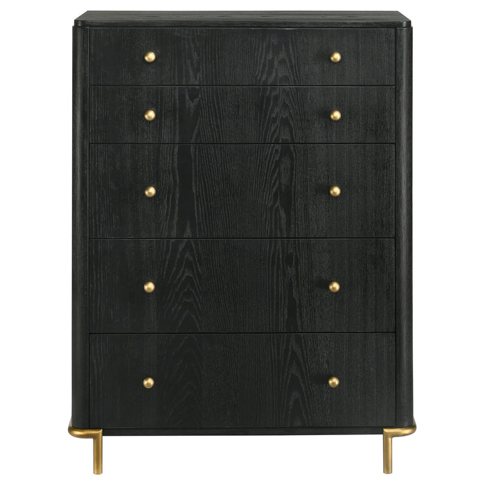 Anser - 5 Drawer Chest, Bedroom Storage Furniture - Black