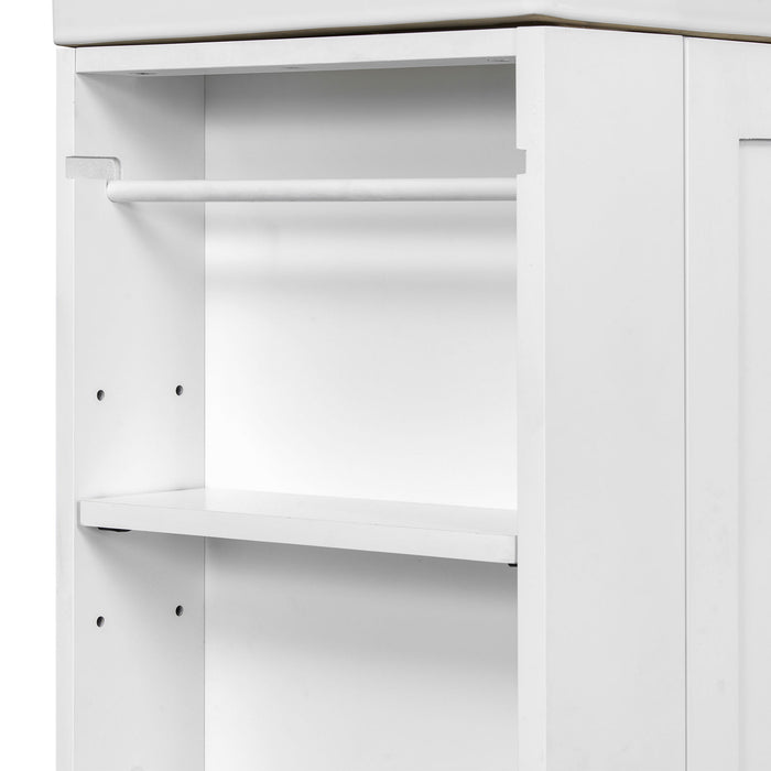 Modern Bathroom Vanity With Sink, Storage Cabinet, Drawer & Side Shelf