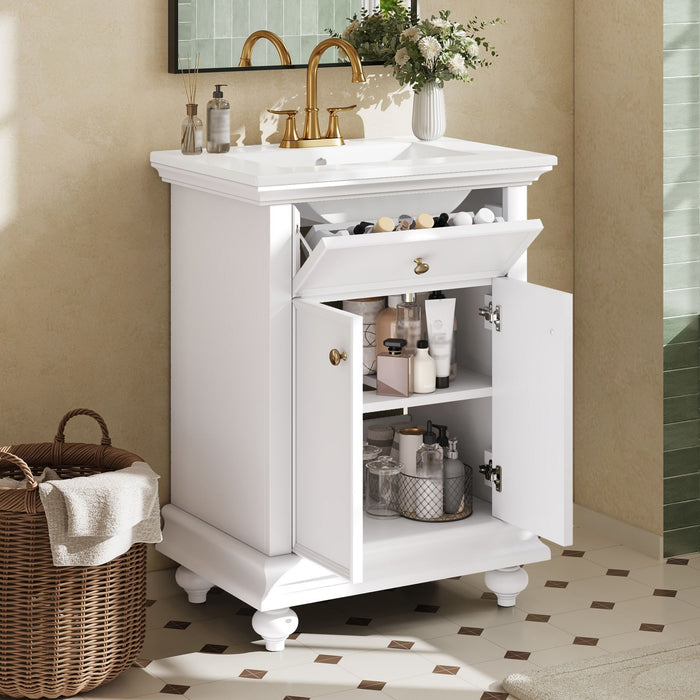 Modern Bathroom Vanity With Tip-Out Drawer And Soft-Close Hinges