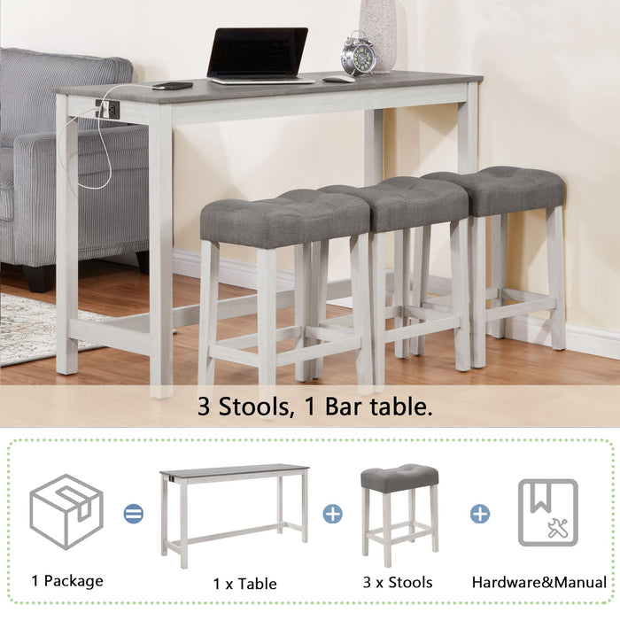 4 Piece Bar Table Set With Power Outlet