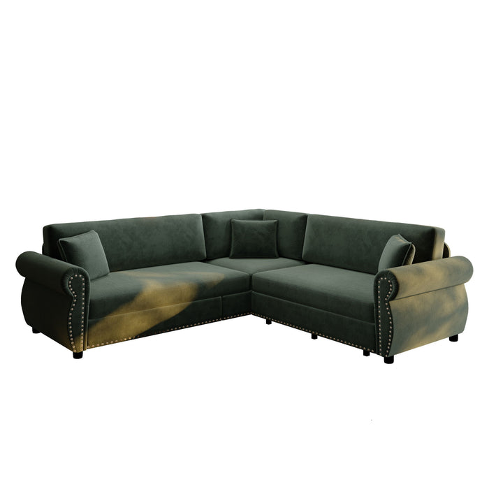 L-Shaped Sofa Couch With Pull-Out Bed